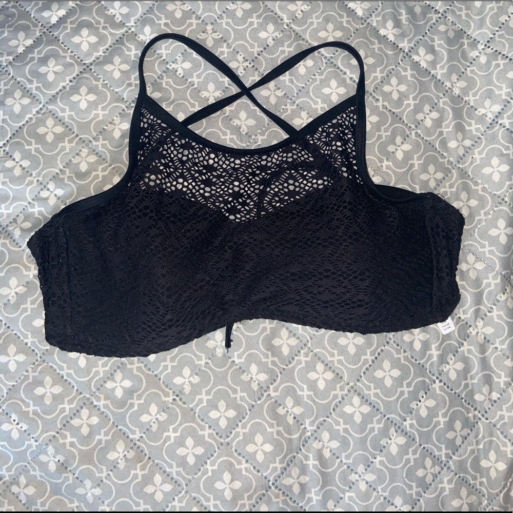 Crochet high neck bikini top